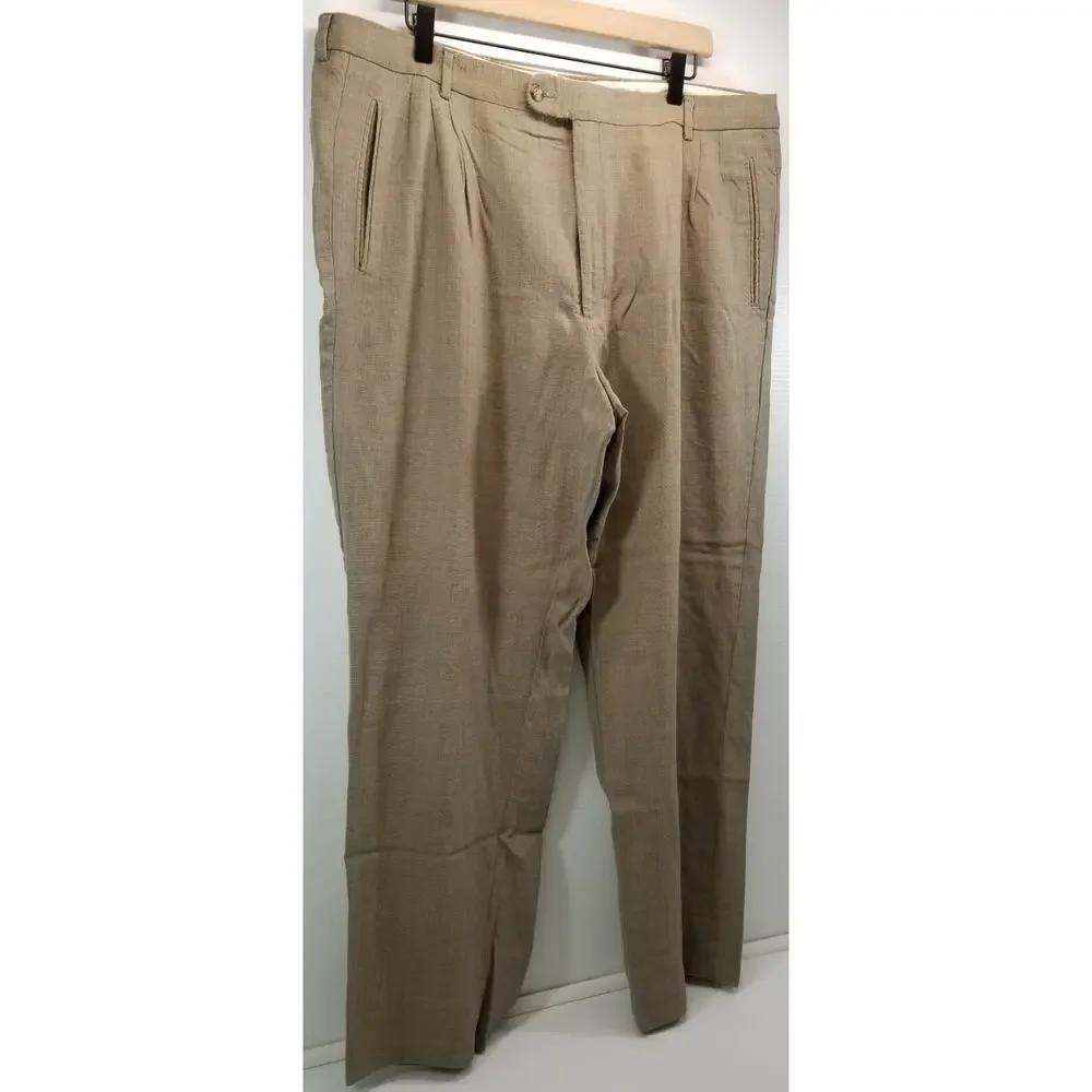 II) Today's Man Fierte Italy Costume Stage Prop Vintage Look Taupe Dress Pants